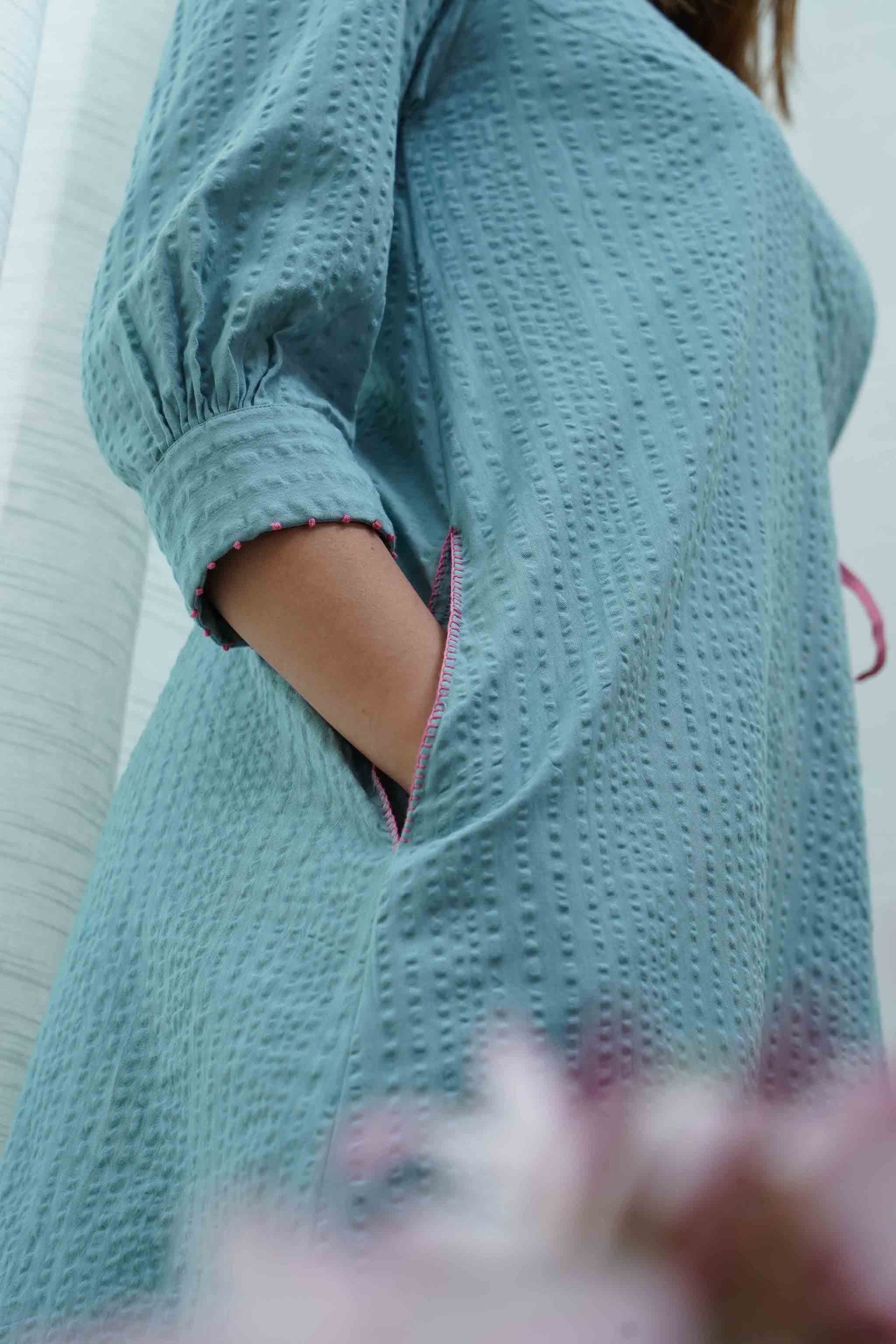 Powder Blue Top With Culottes Set