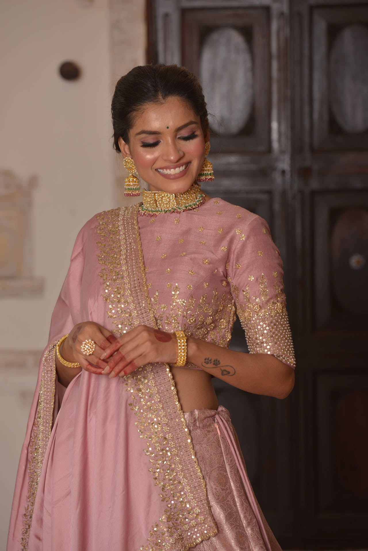 Pink Banarasi Lehenga Set