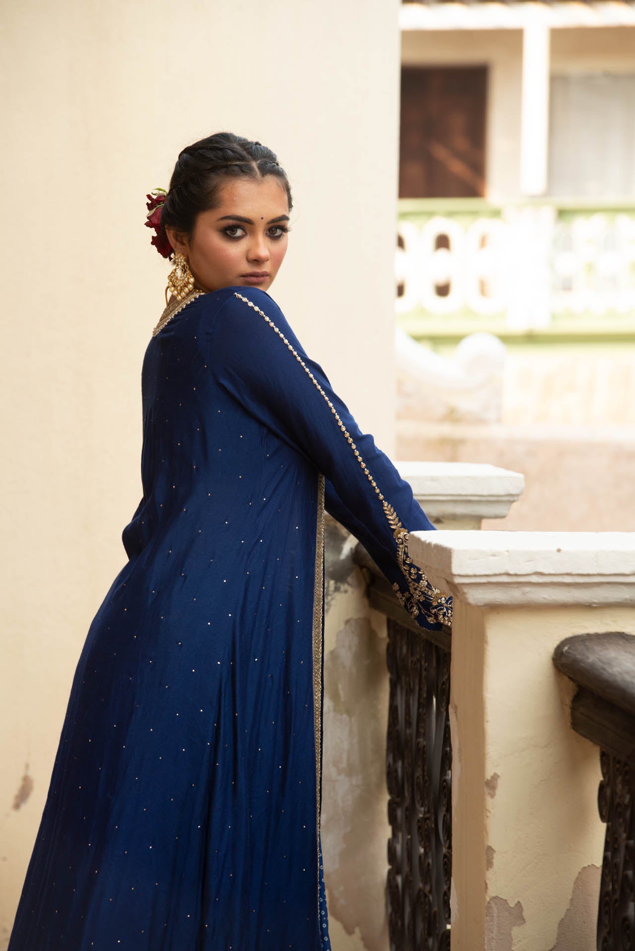 Blue Spun Silk Jacket Set