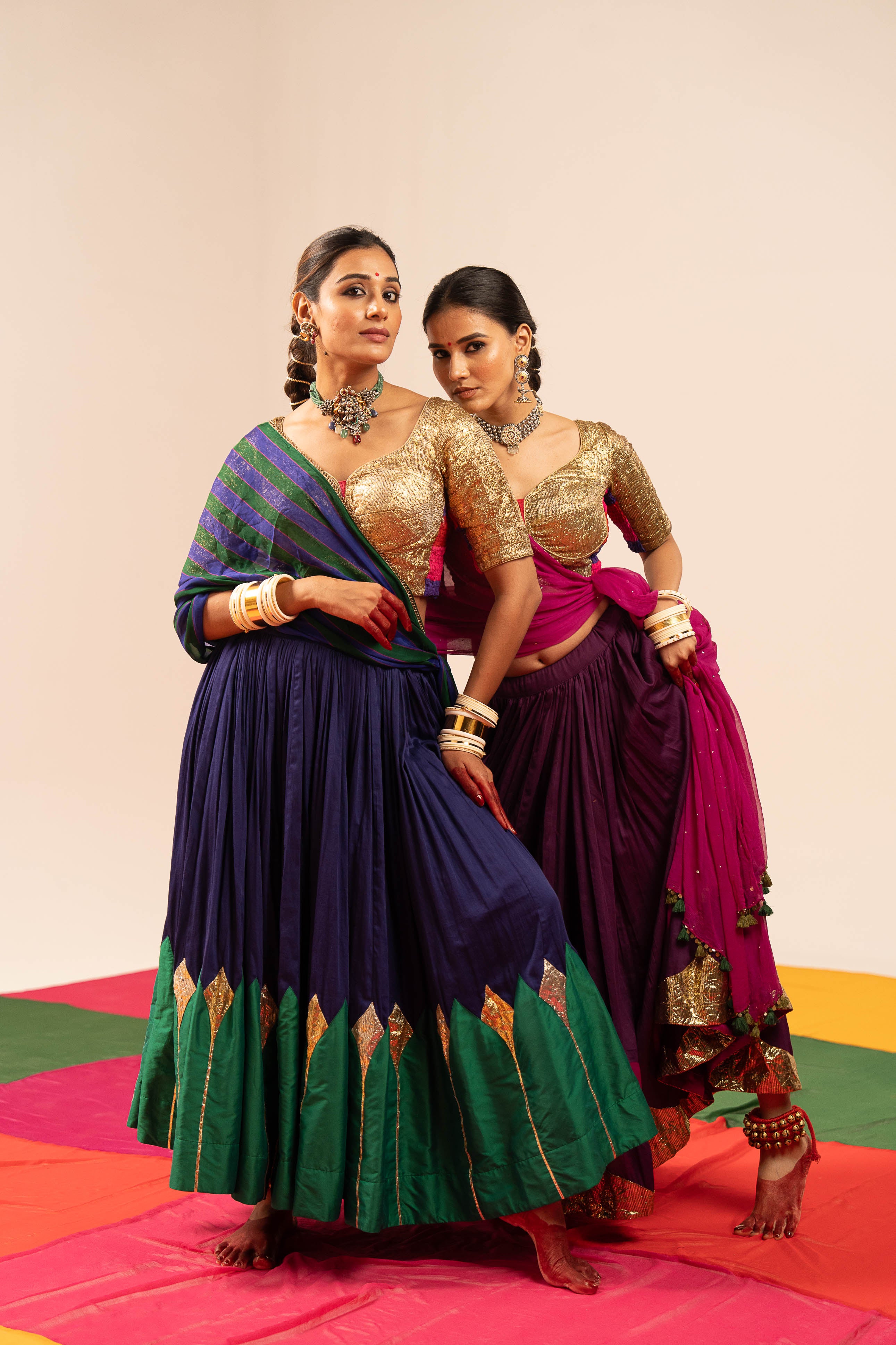 Blue-Green Lehenga Set