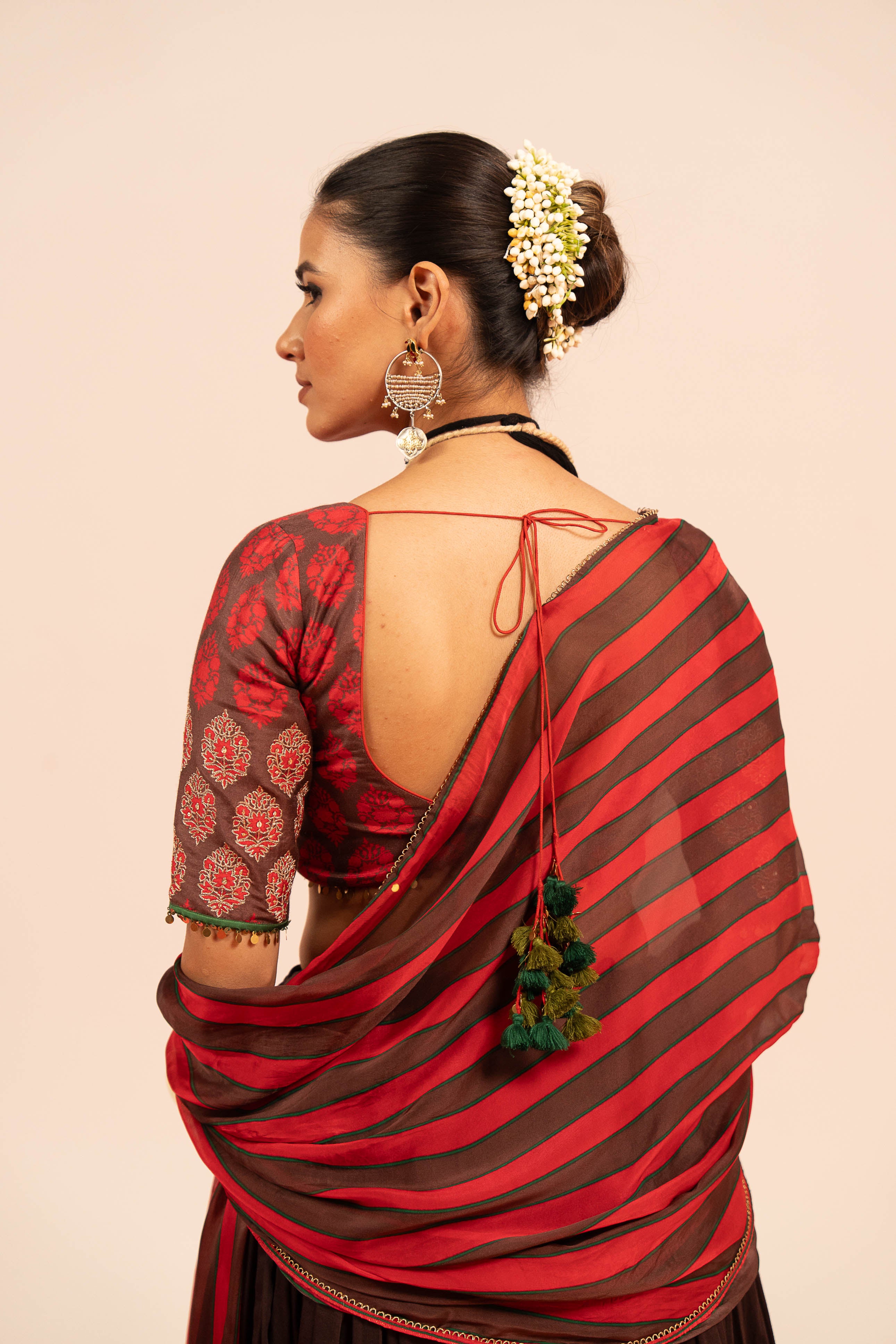 Brown Floral Lehenga Set