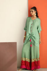 Sea green top with lampi gota co-ord set
