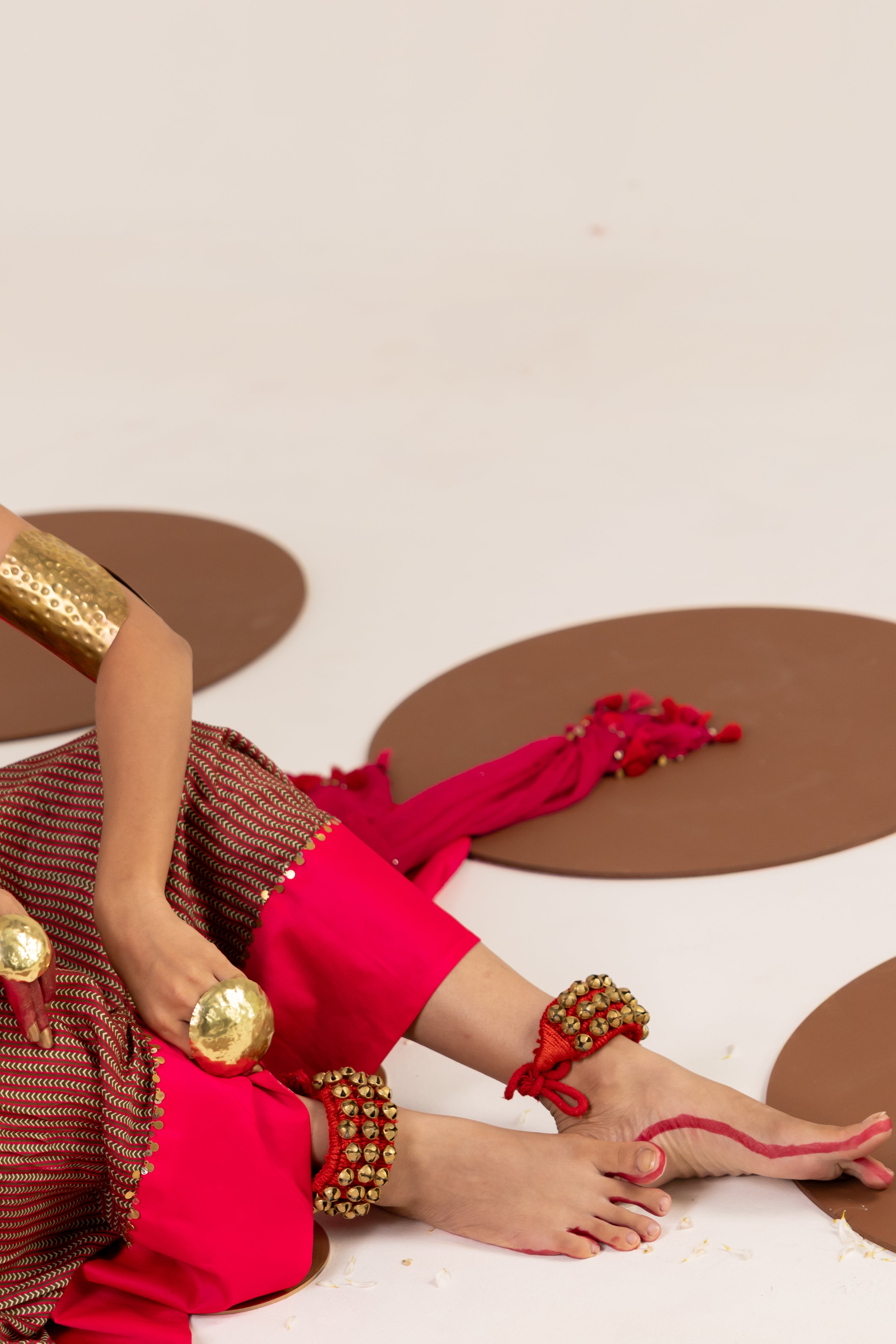 BROWN AND PINK PRINTED LEHENGA SET