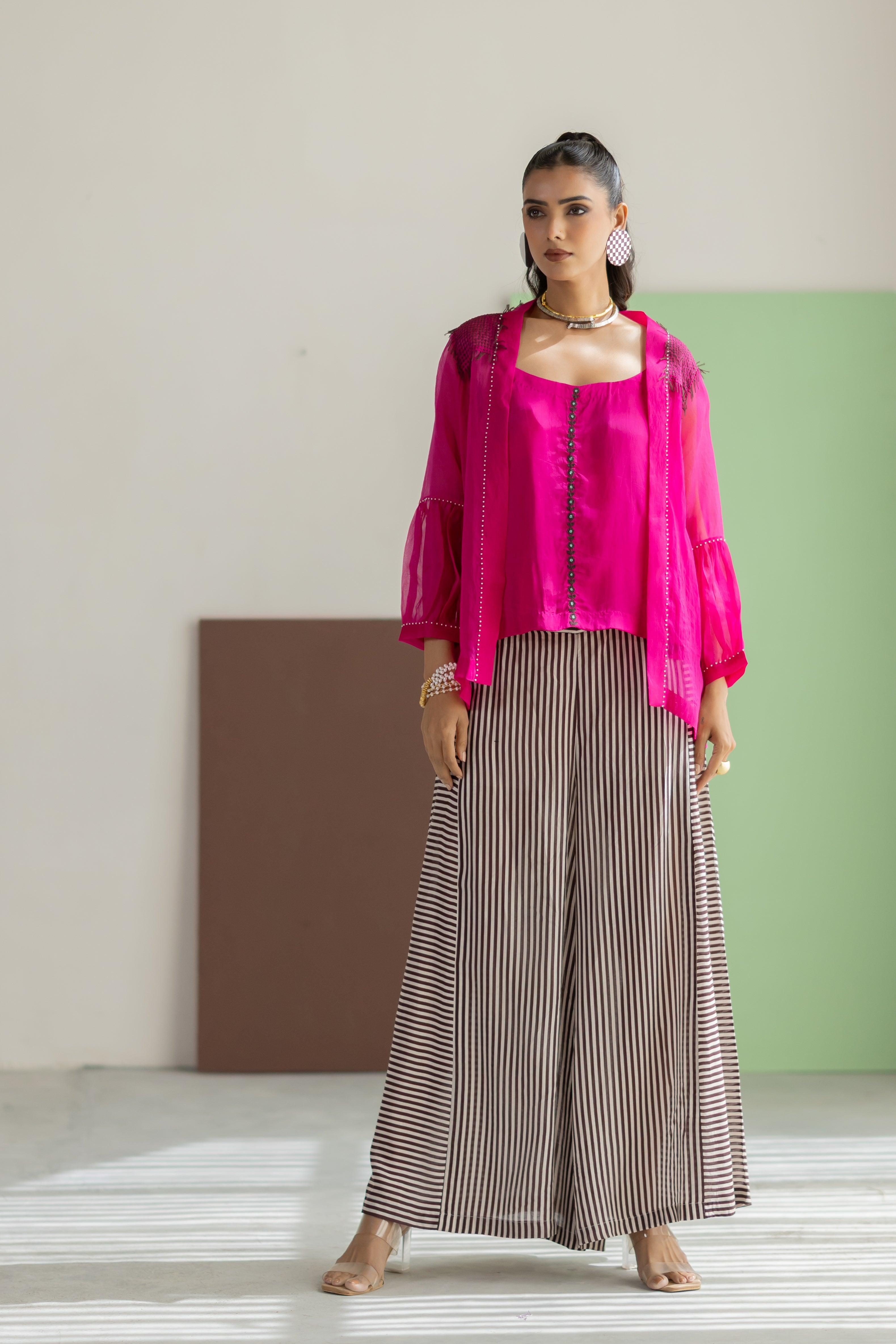 Hot Pink Organza Overlay Set