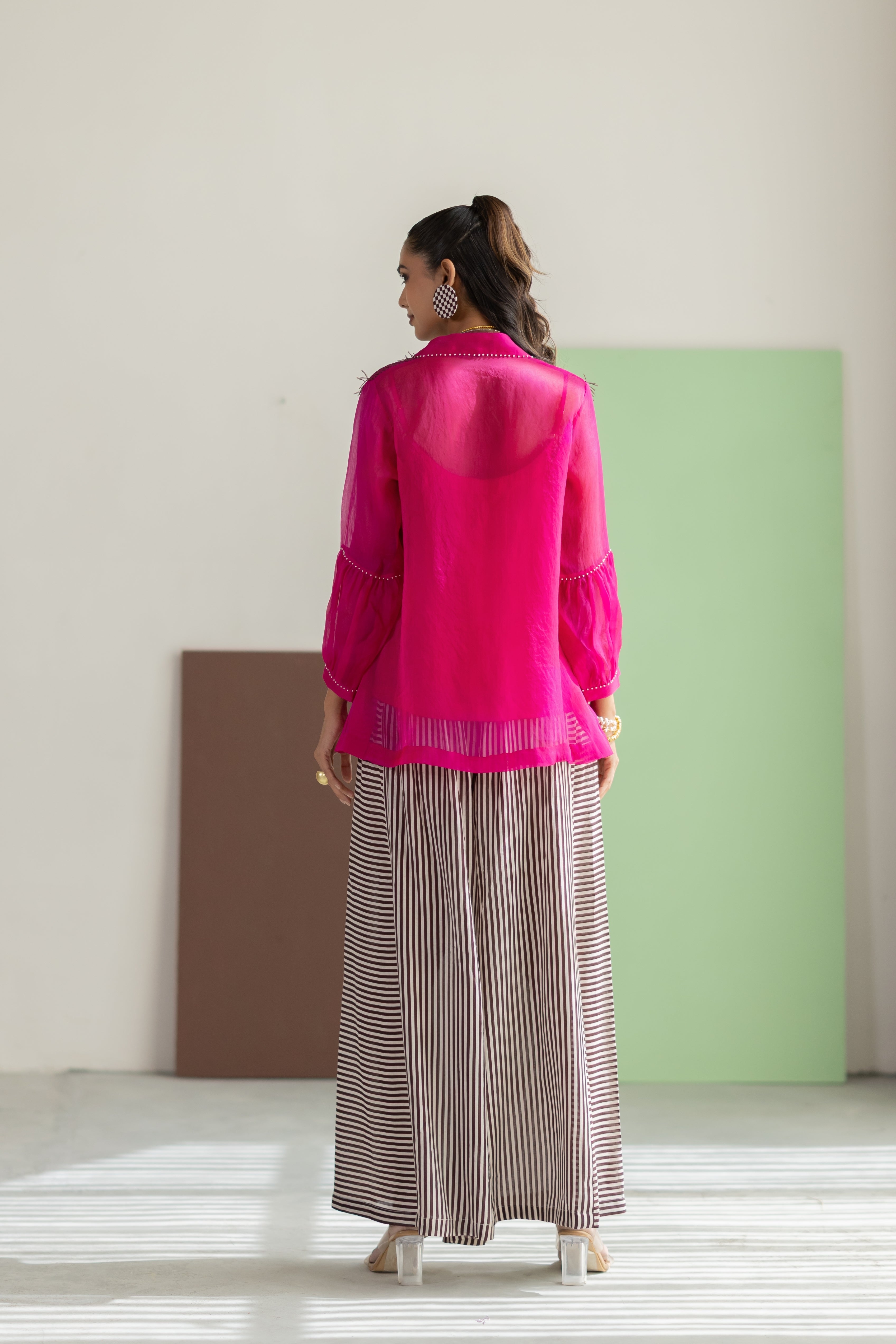 Hot Pink Organza Overlay Set