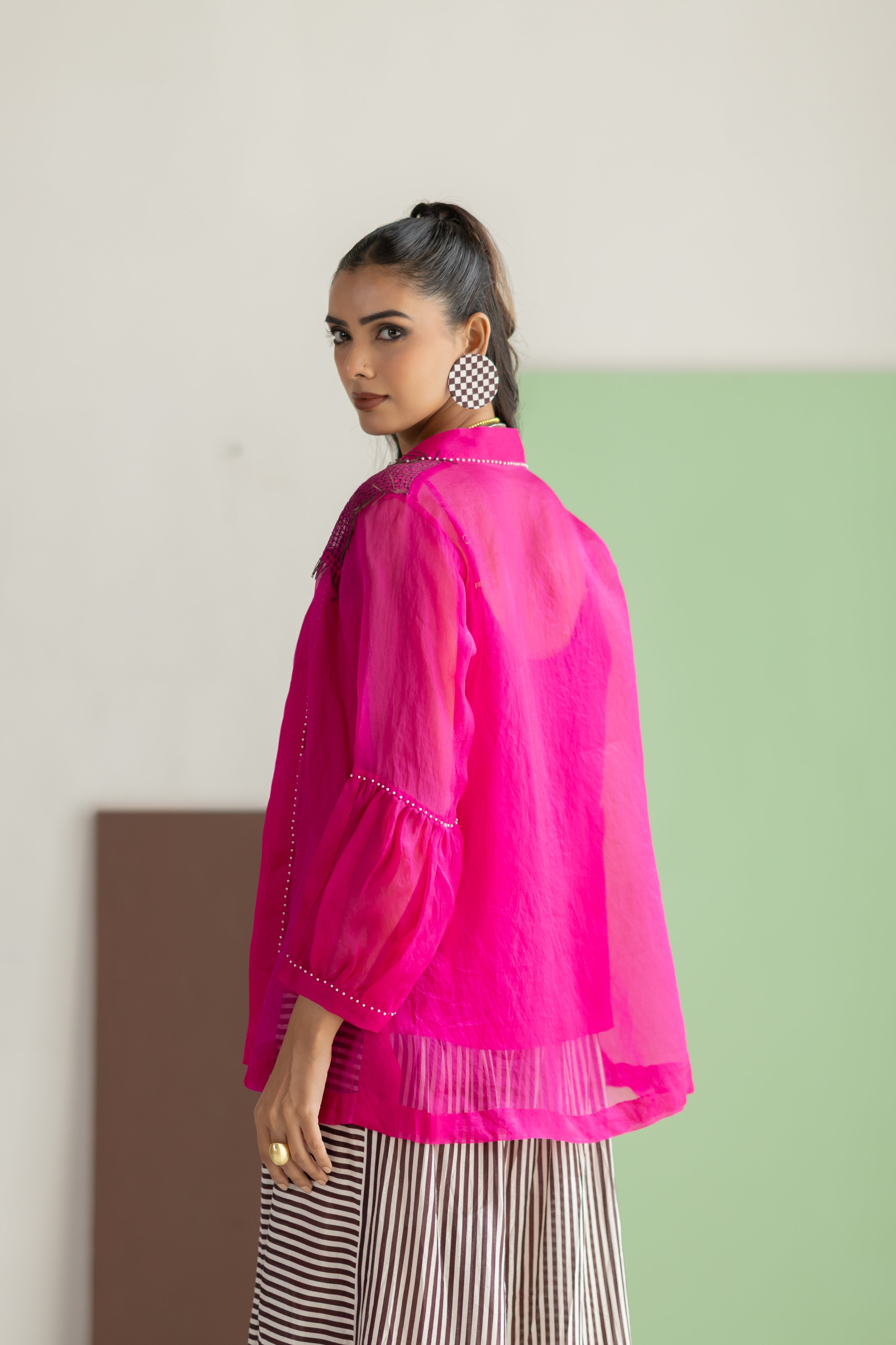 Hot Pink Organza Overlay Set