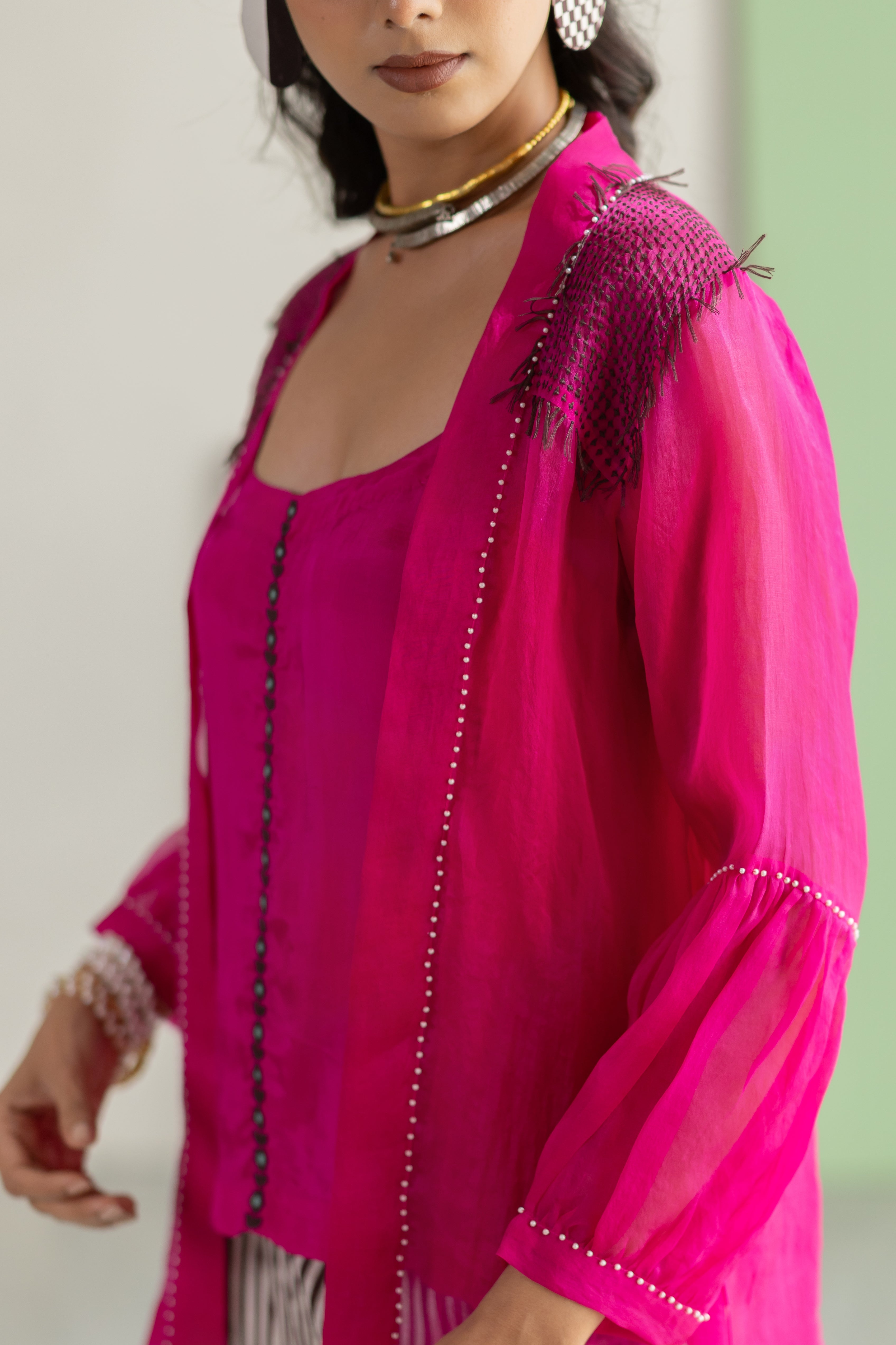 Hot Pink Organza Overlay Set