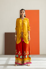 Mustard top and orange lampi gota pants set