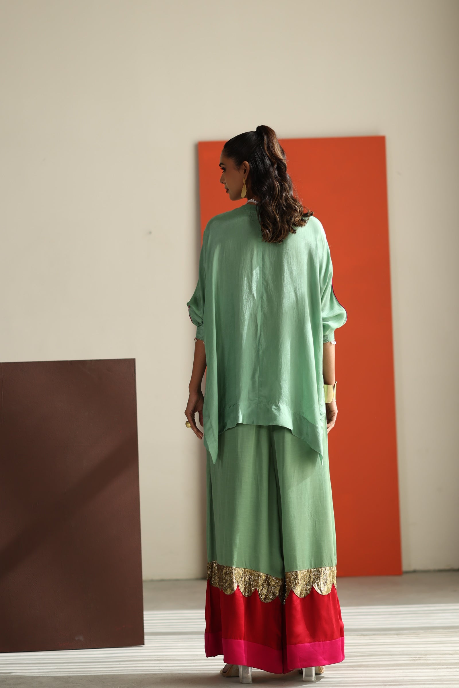 Sea green top with lampi gota co-ord set
