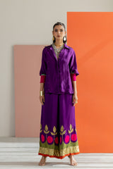 Purple shirt with lampi gota co-ord set