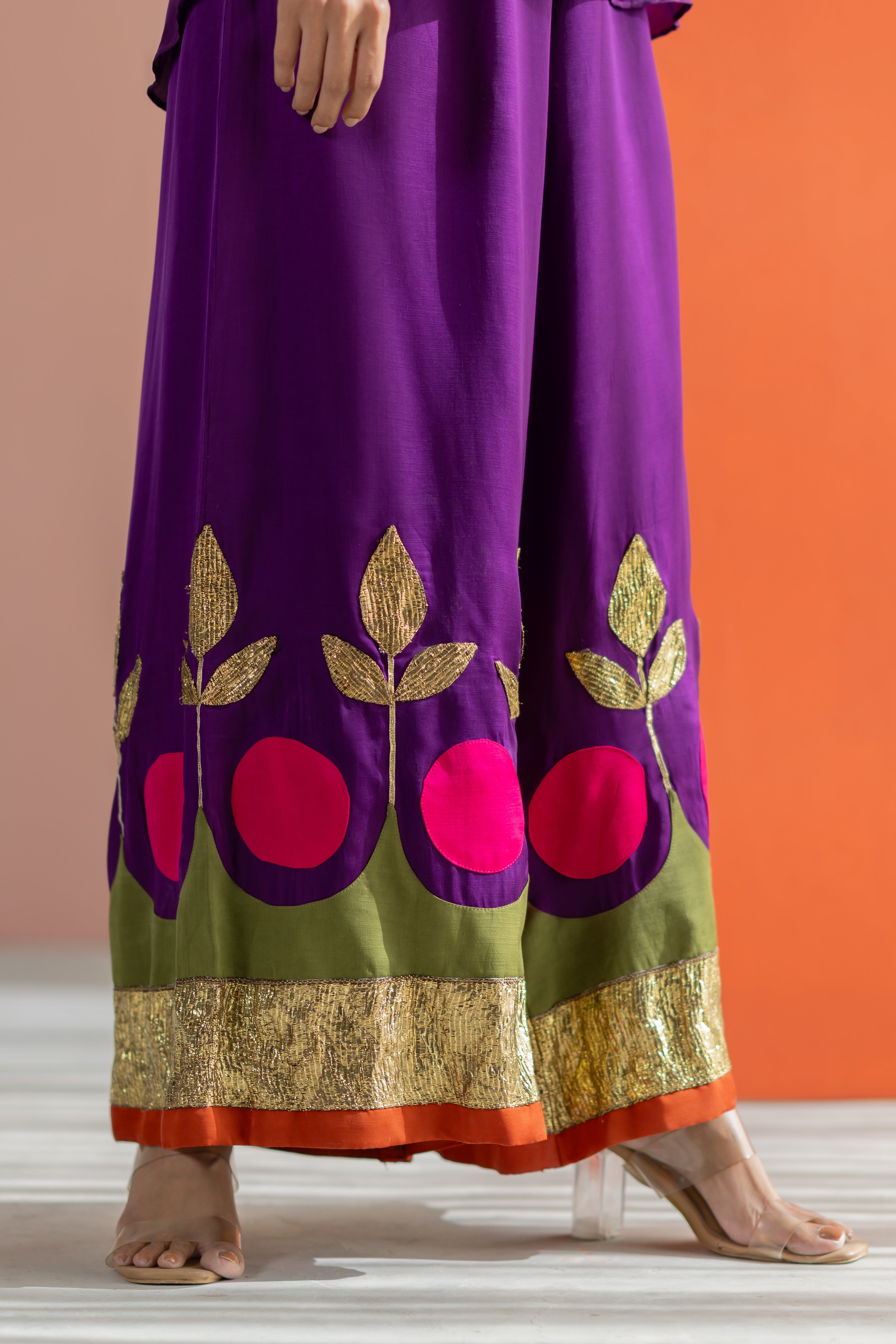 Purple shirt with lampi gota co-ord set