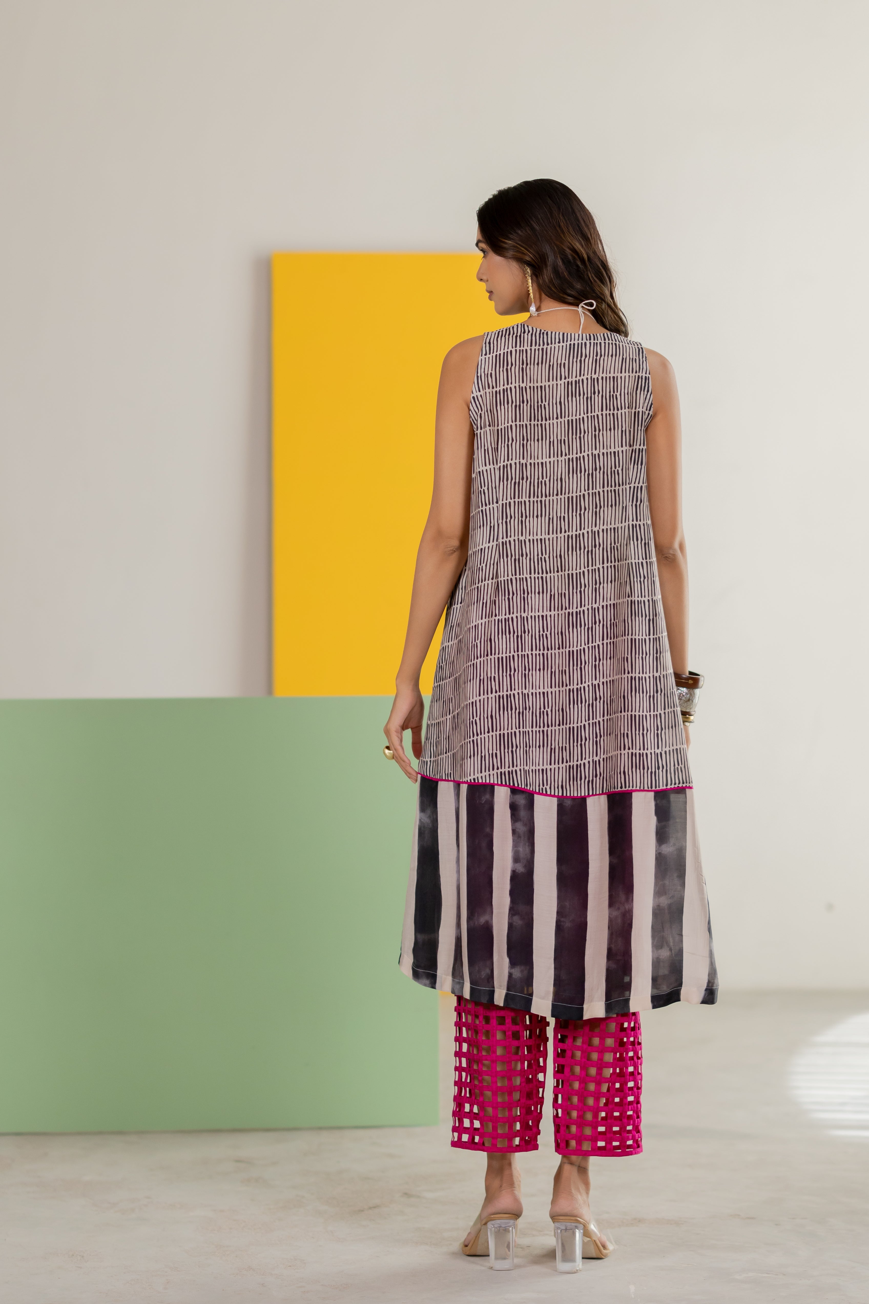 Black ivory printed kurta set