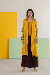 Mustard habutai silk jacket set