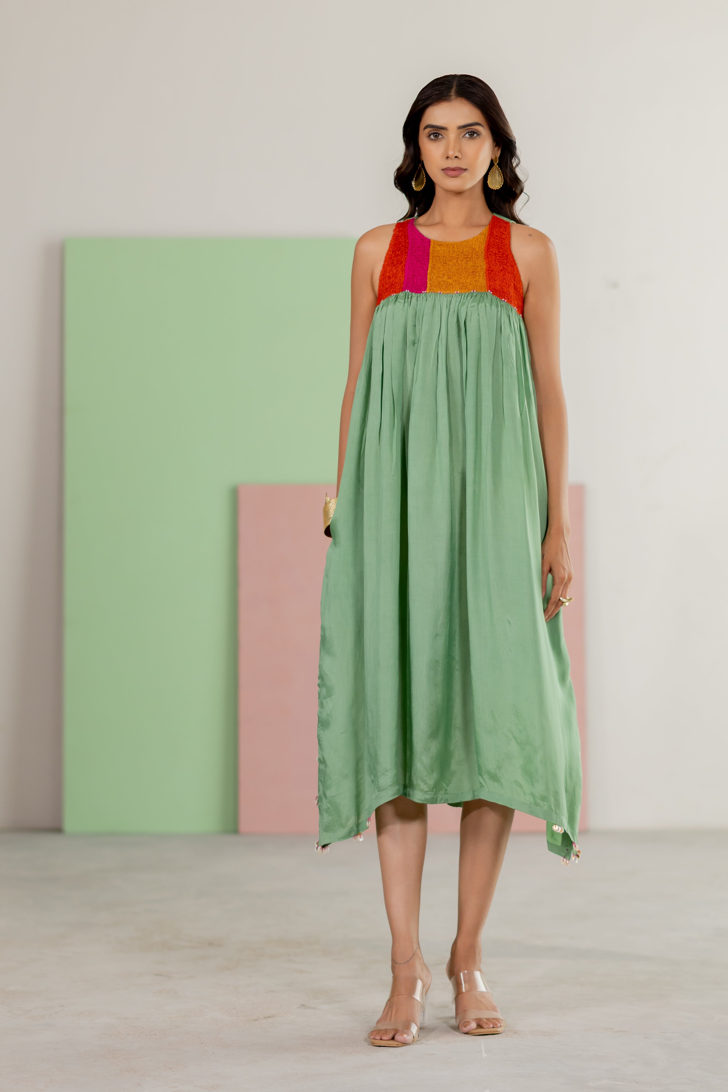 Sea green sleeveless dress