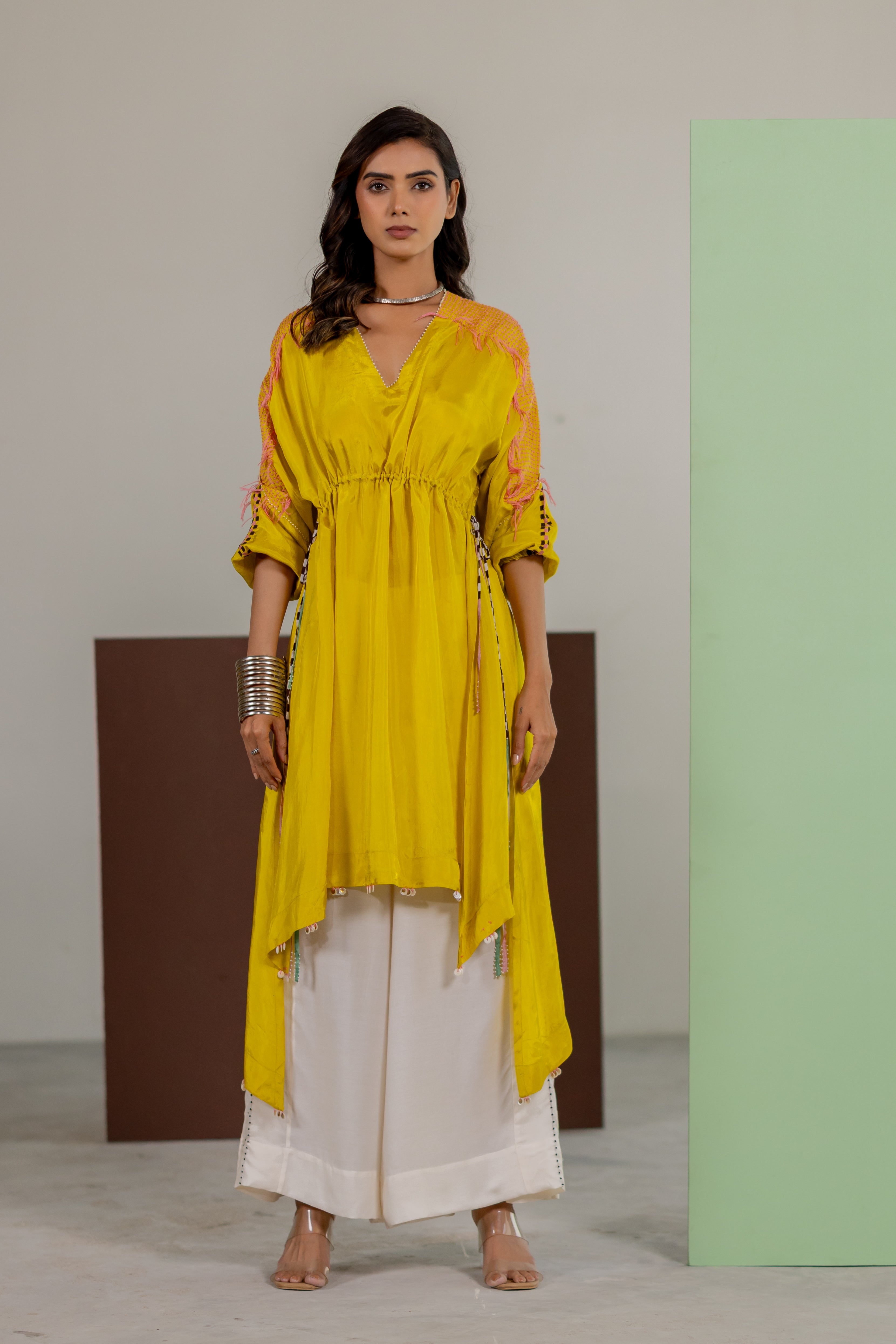 Lime yellow tunic set