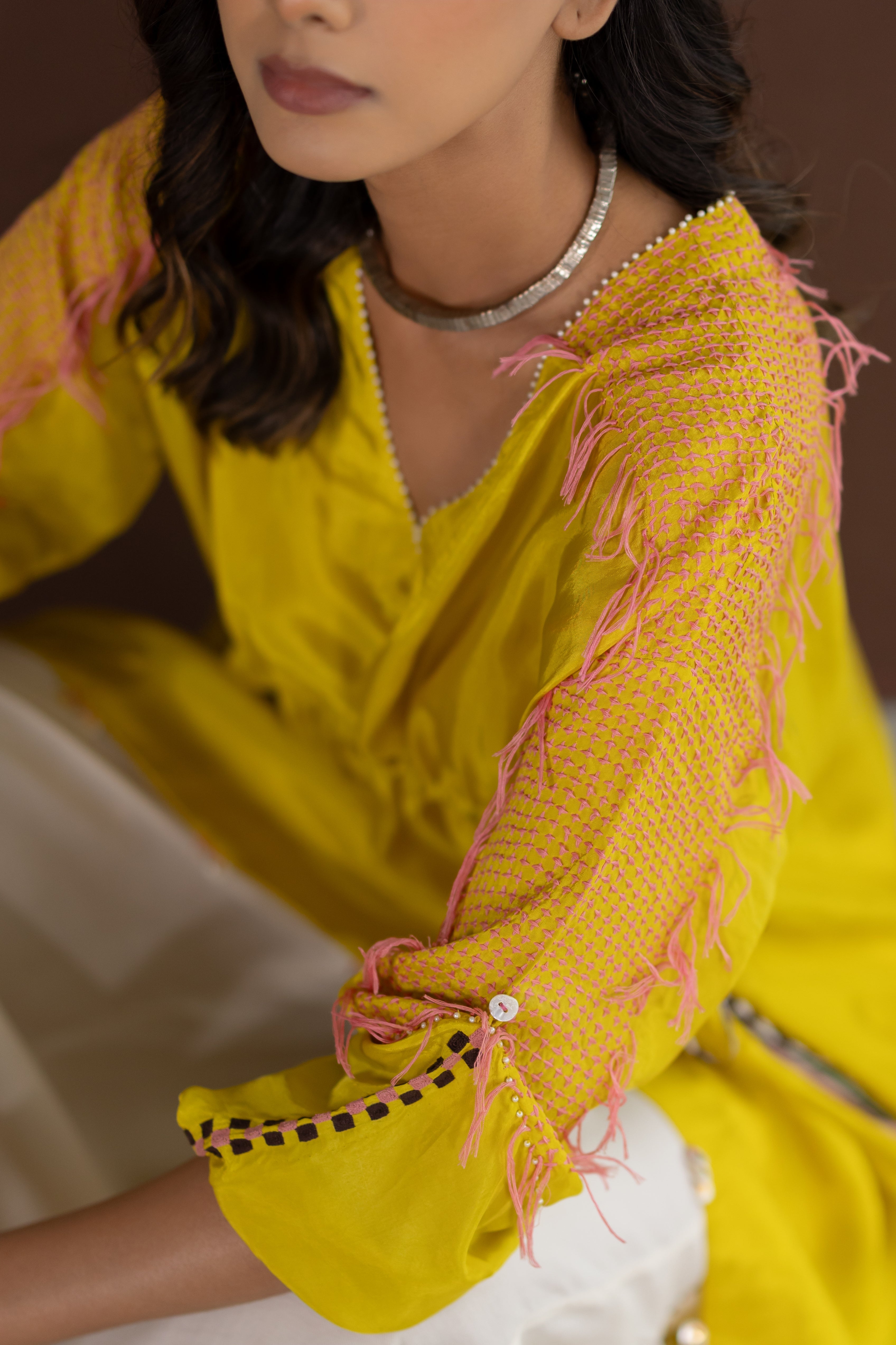 Lime yellow tunic set