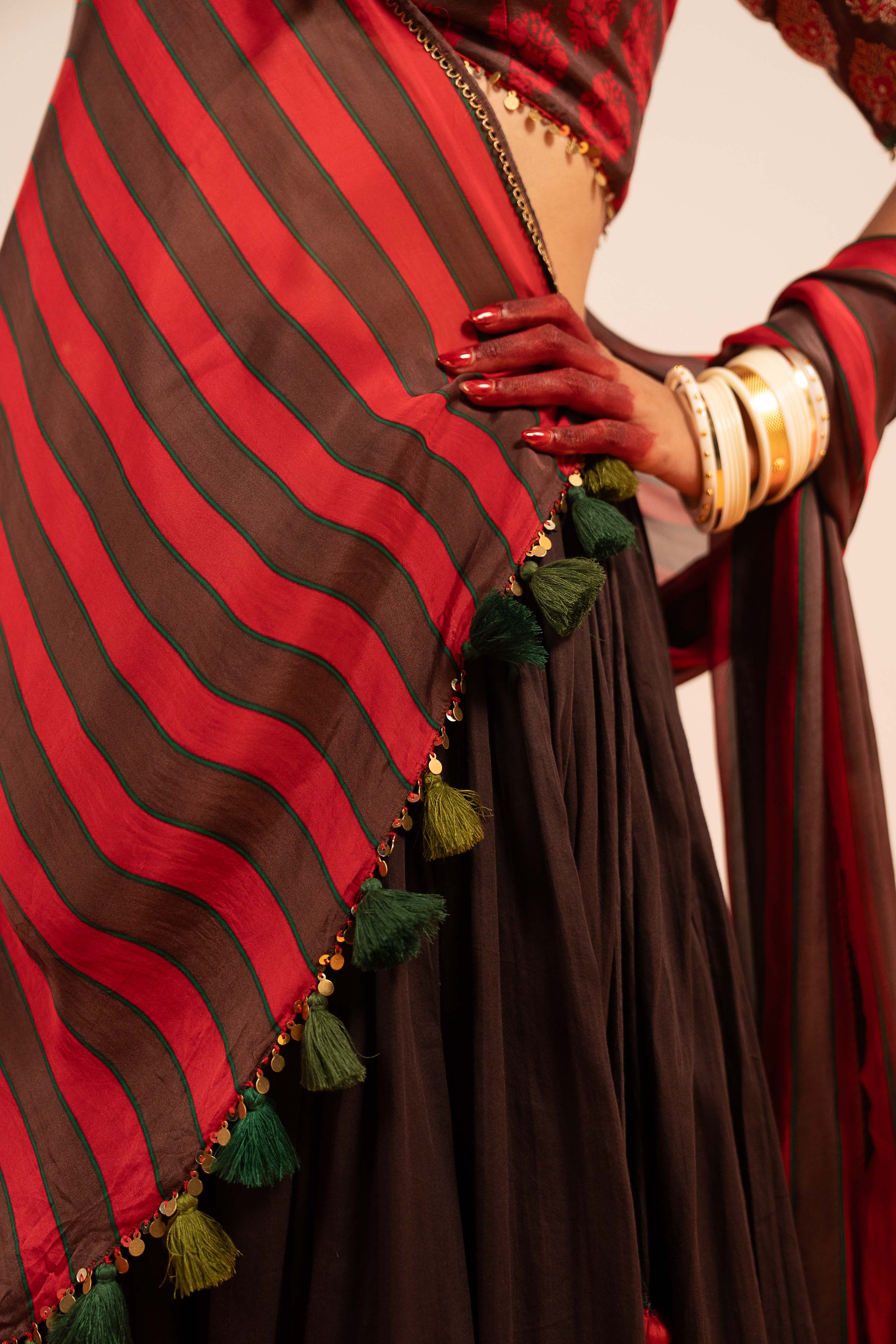 Brown Floral Lehenga Set