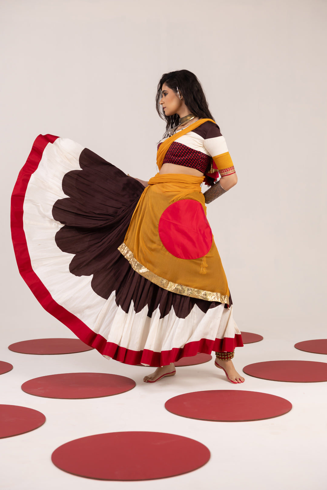 BROWN & OFF WHITE LEHENGA SET