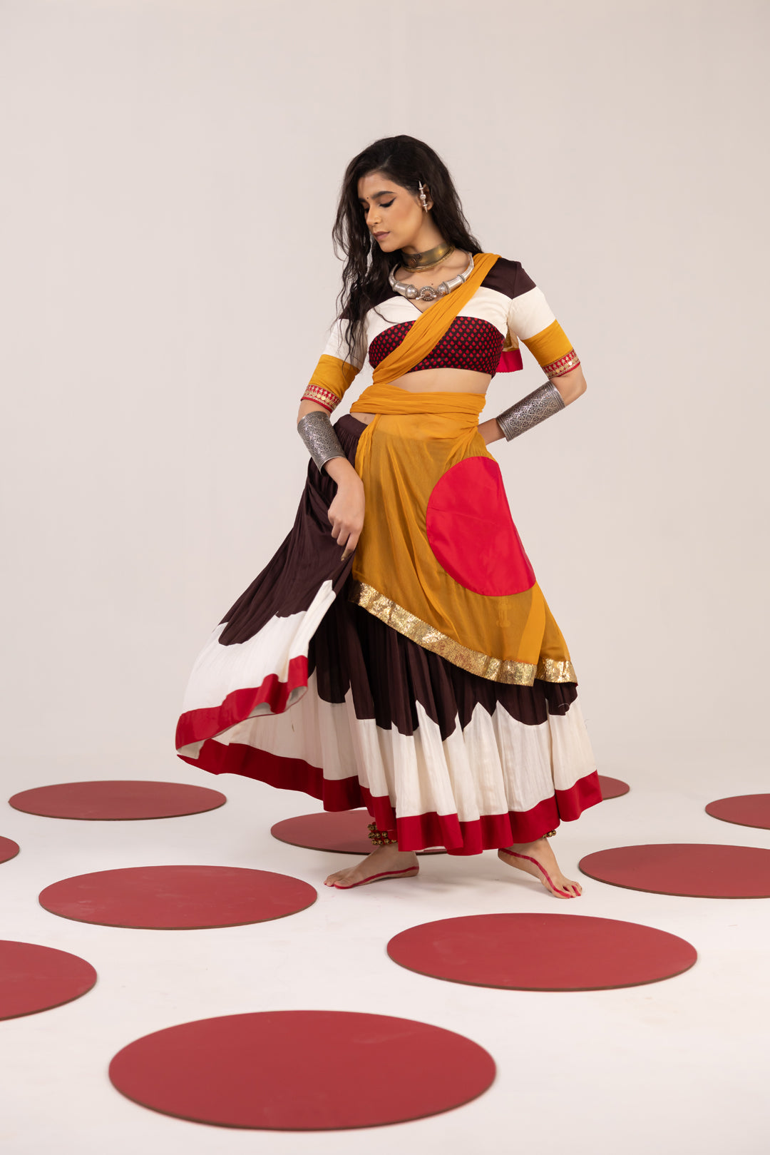 BROWN & OFF WHITE LEHENGA SET