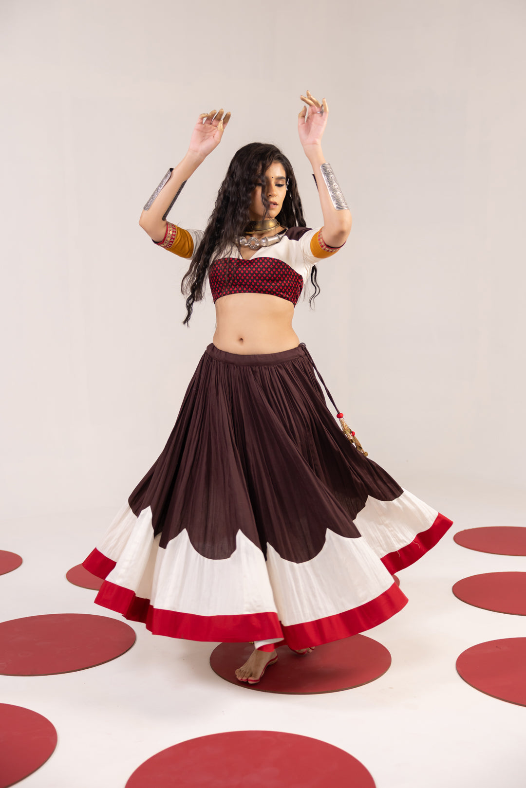 BROWN & OFF WHITE LEHENGA SET