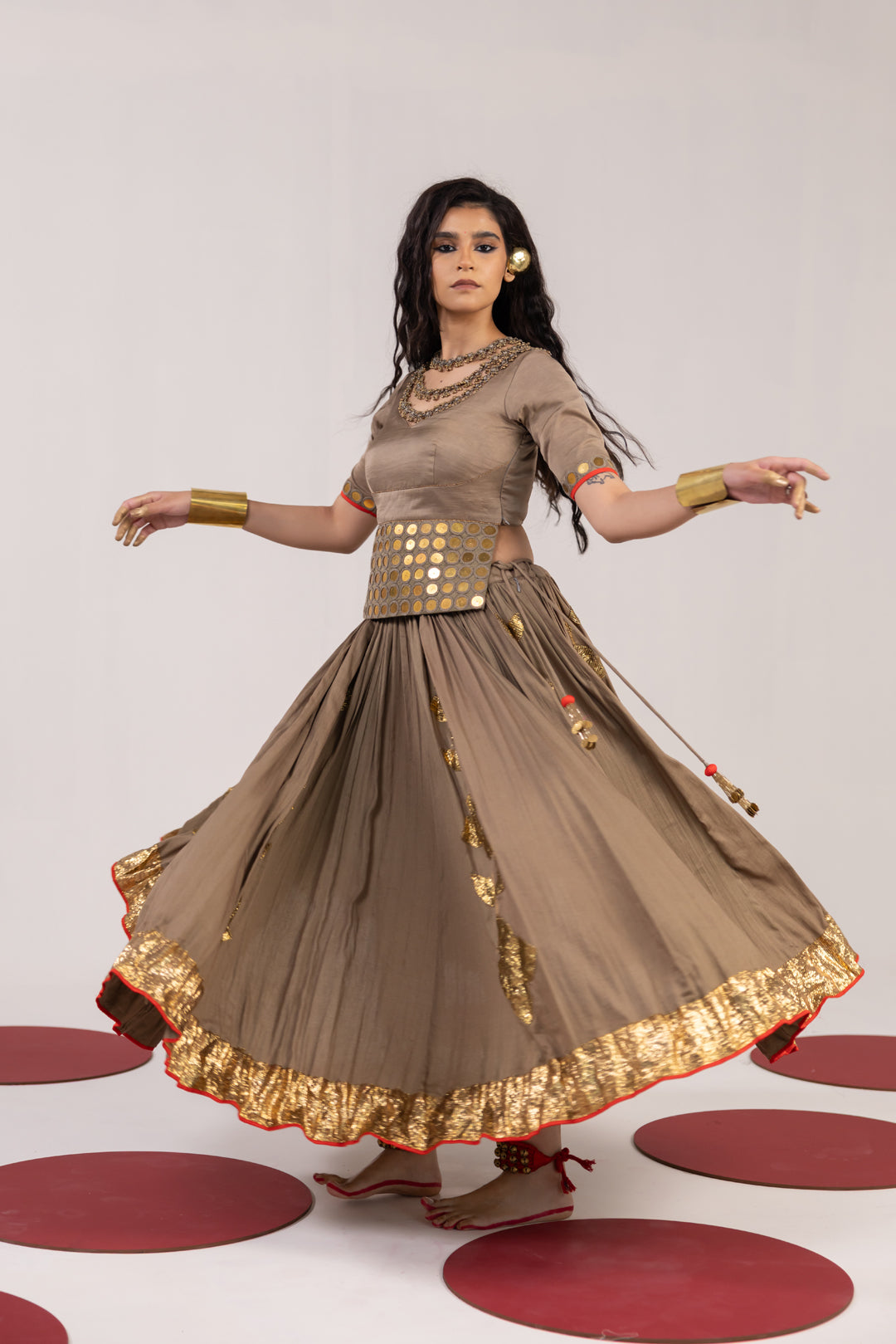 WARM GREY LEHENGA SET