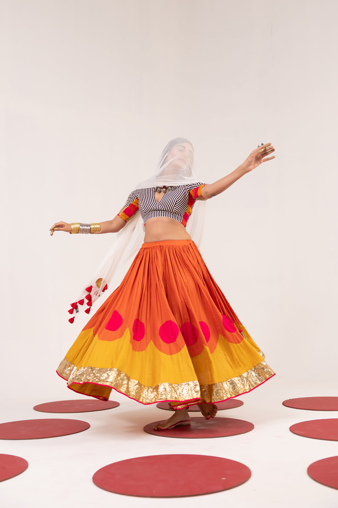 ORANGE & MUSTARD YELLOW LEHENGA SET