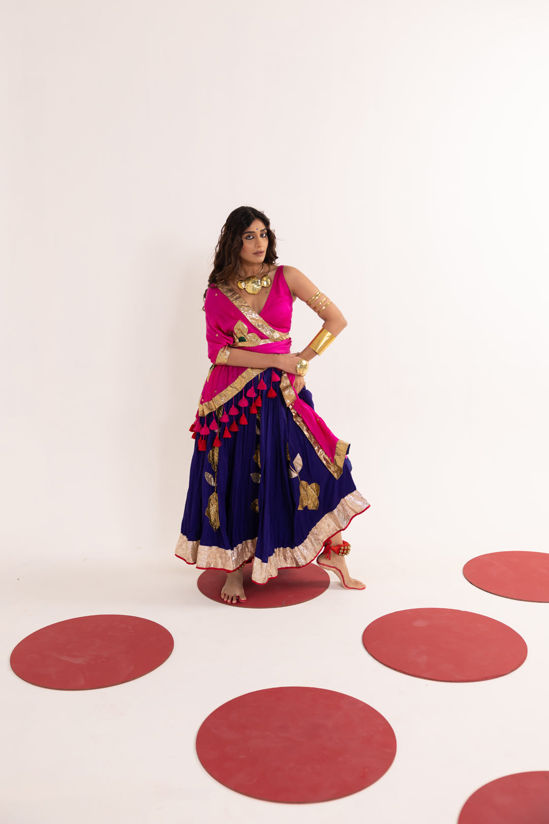 PINK AND BLUE LEHENGA SET