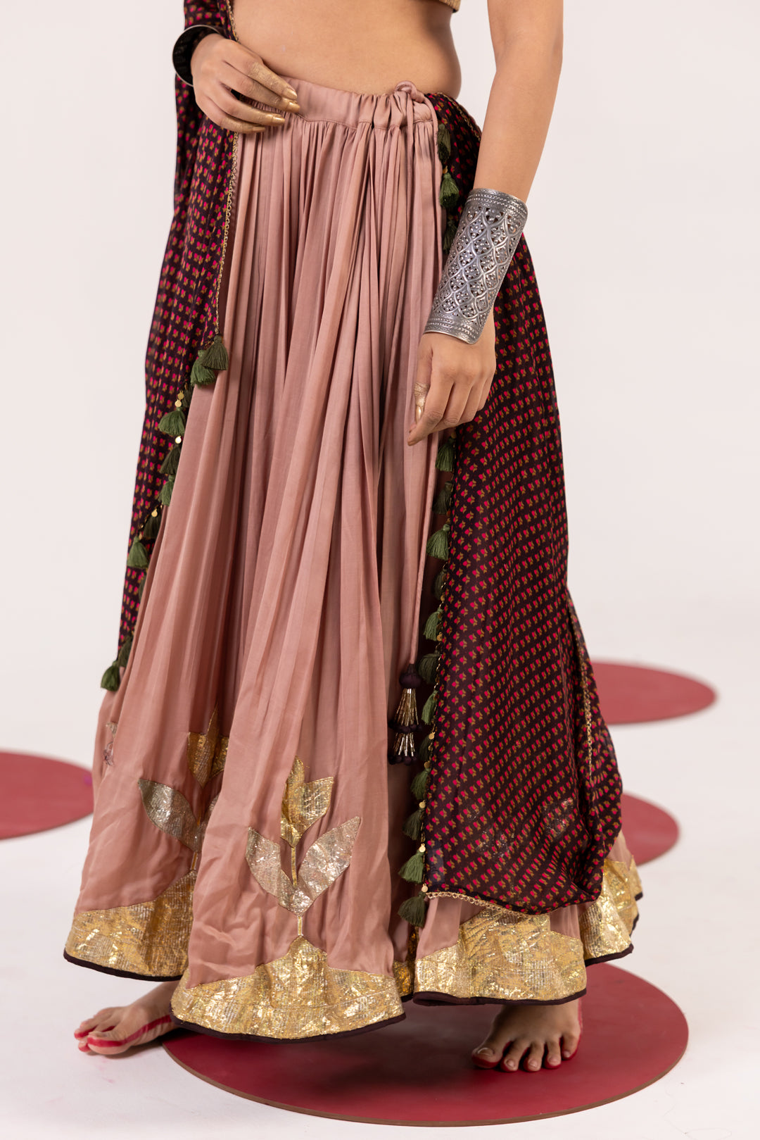 BROWN AND MAUVE LEHENGA SET