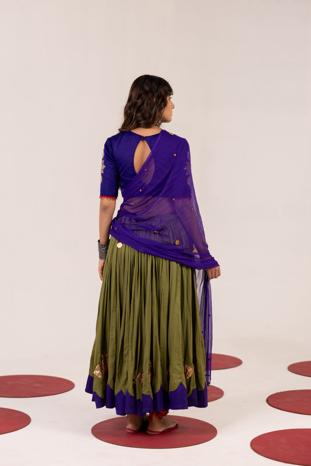 BLUE & MEHENDI GREEN LEHENGA SET