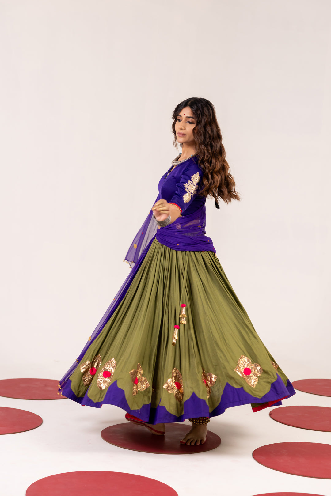 BLUE & MEHENDI GREEN LEHENGA SET