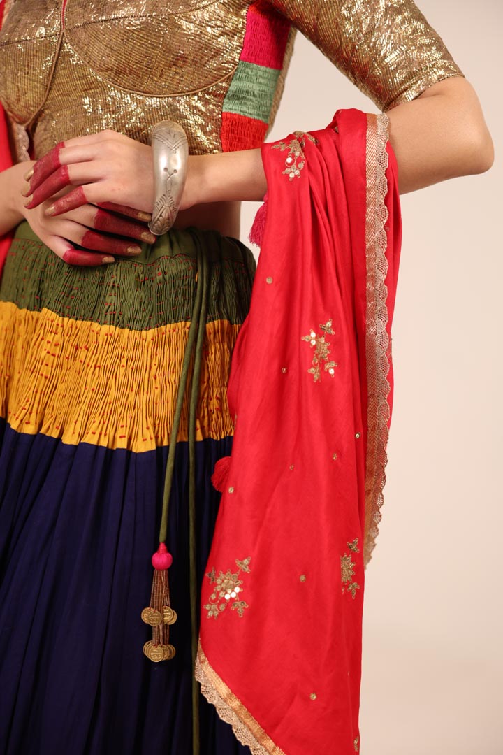 GOLDEN & BLUE LEHENGA SET