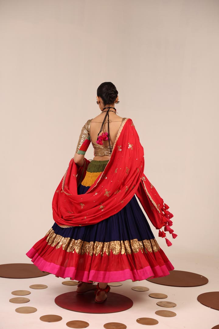 GOLDEN & BLUE LEHENGA SET