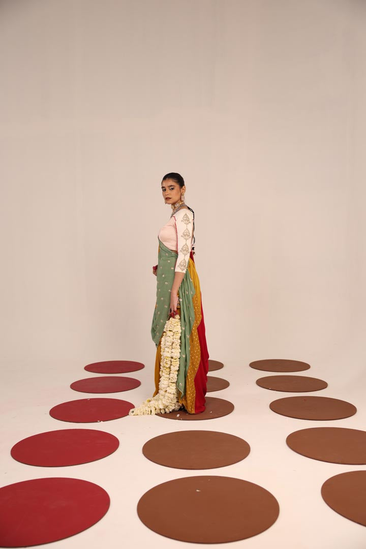 OFF WHITE & MUSTARD LEHENGA SET