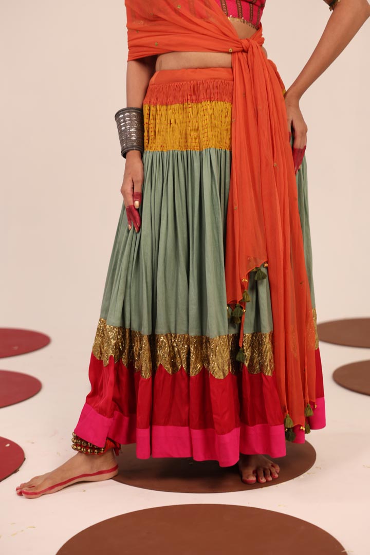 PINK & SEA GREEN LEHENGA SET