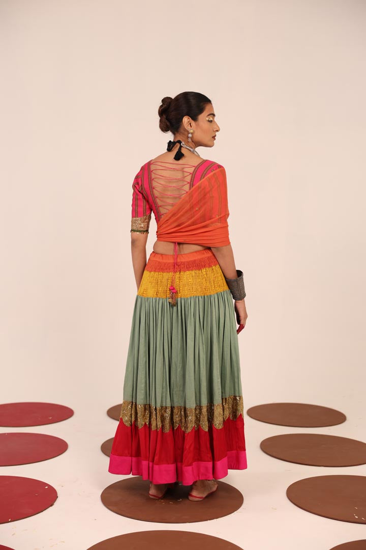 PINK & SEA GREEN LEHENGA SET