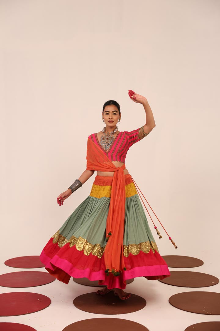 PINK & SEA GREEN LEHENGA SET