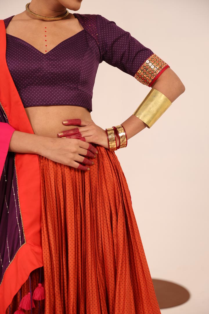 PURPLE & ORANGE LEHENGA SET