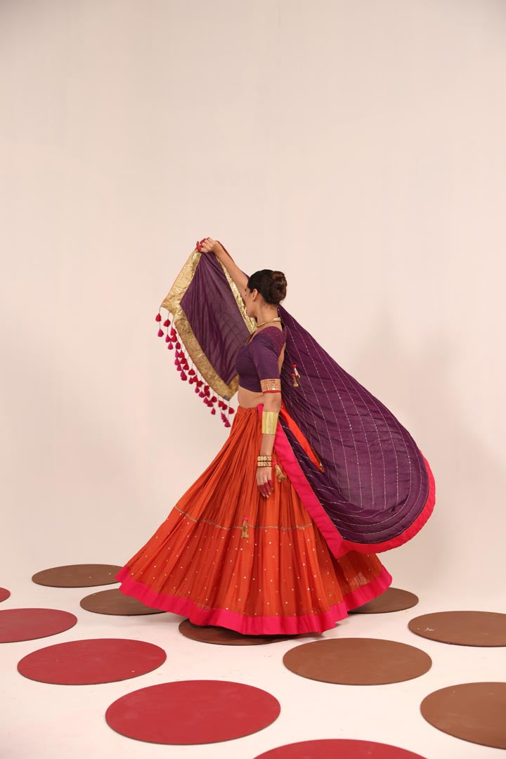 PURPLE & ORANGE LEHENGA SET