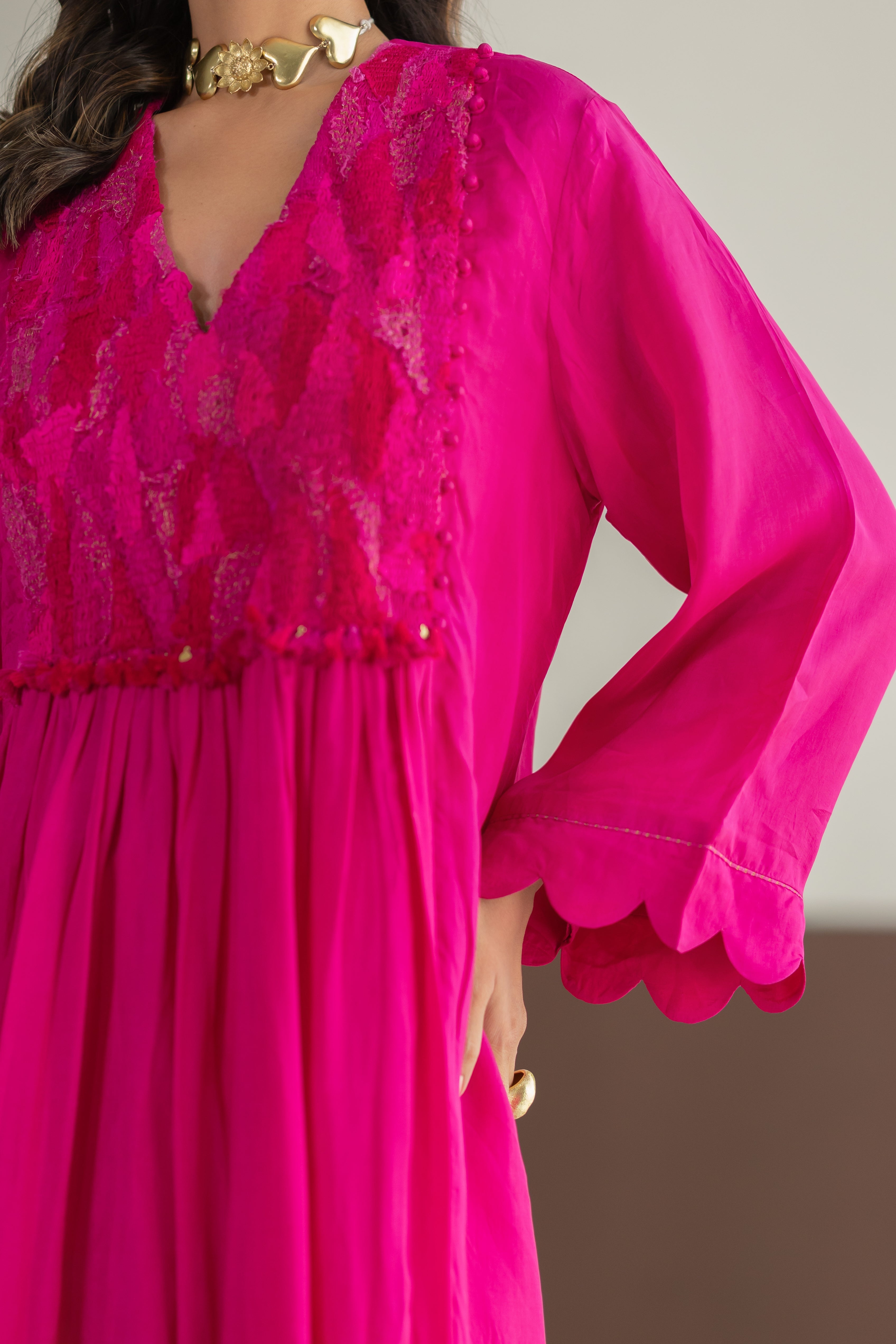 Hot Pink silk kurta set