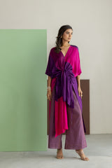 Purple, pink colorblock kaftan set