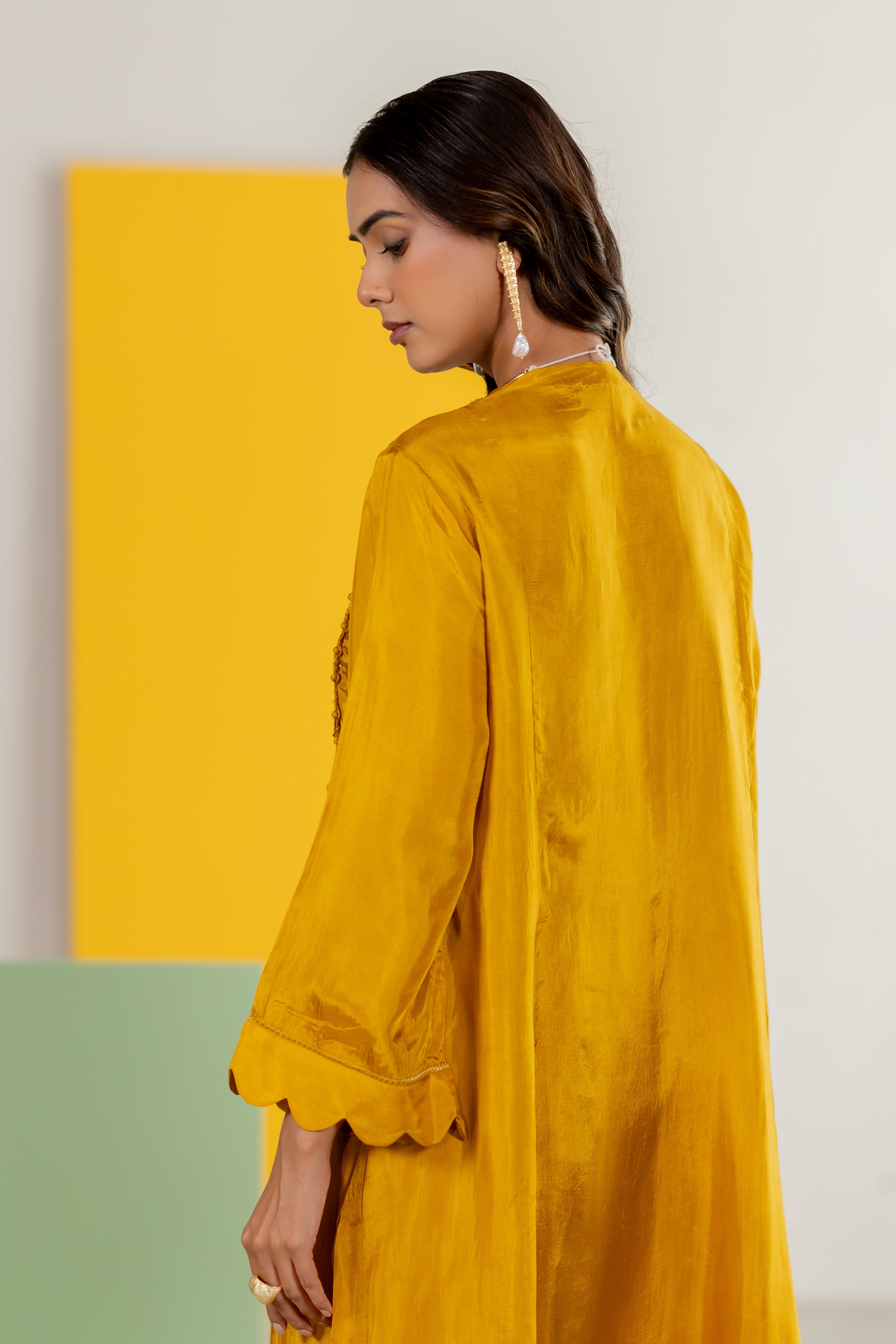Mustard silk Kurta set