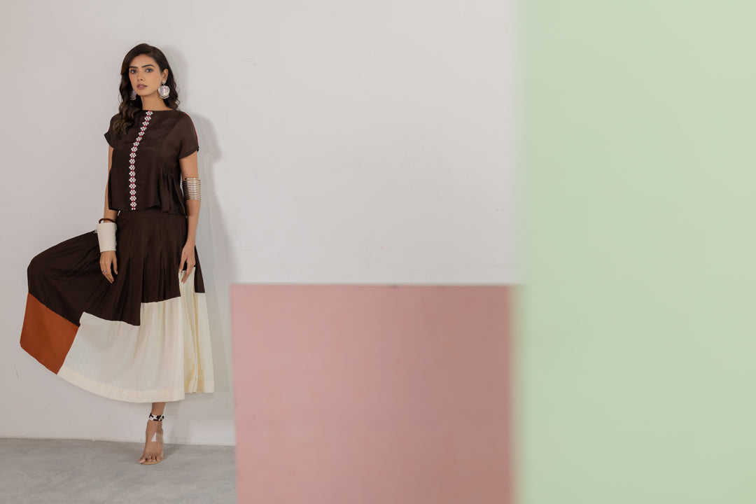 Brown skirt set