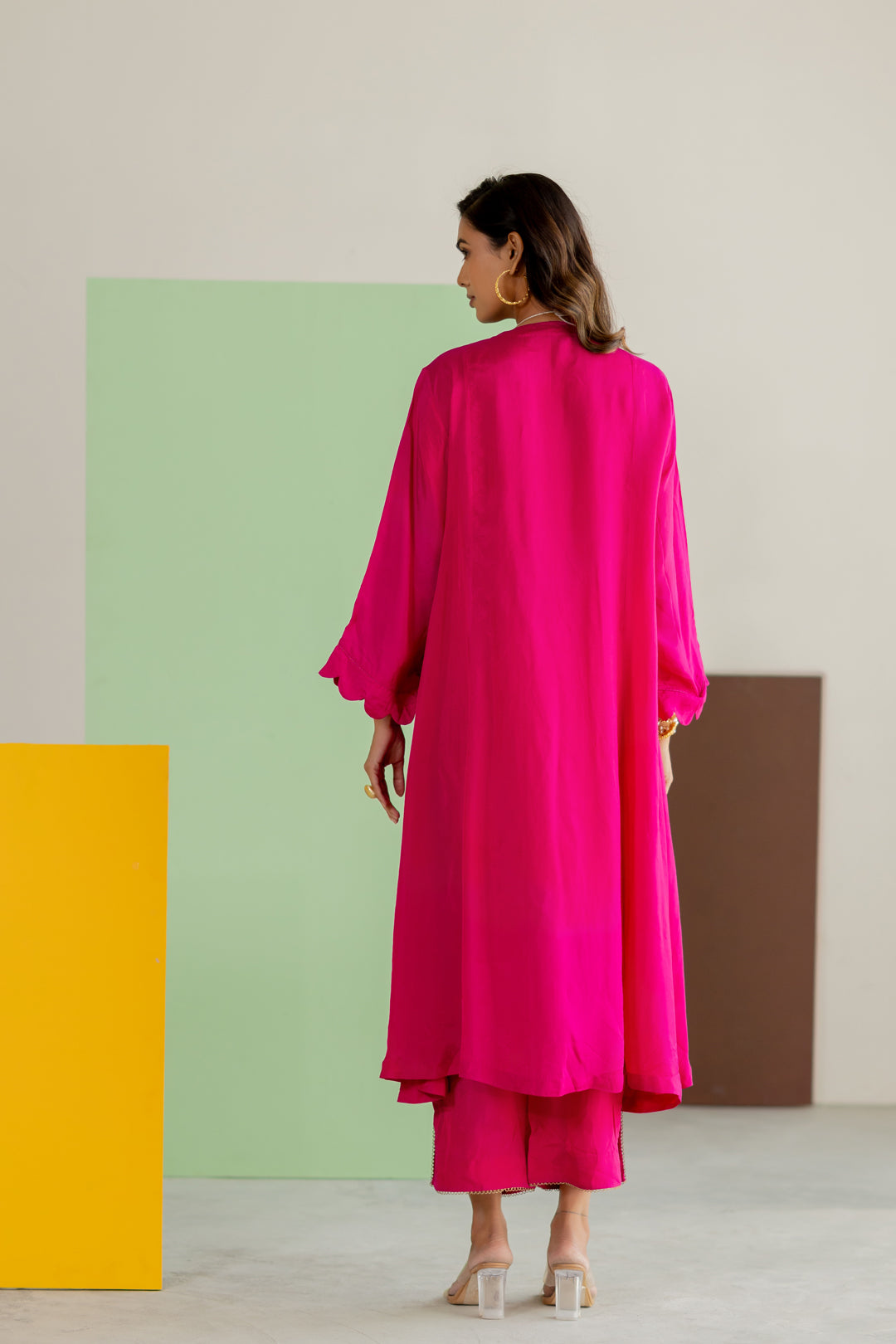 Hot Pink silk kurta set