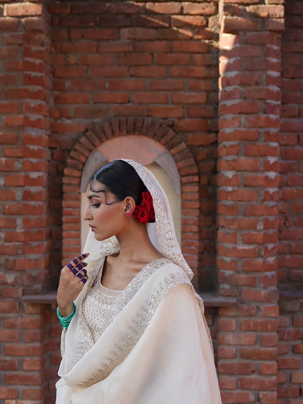 Off-White Banarasi Lehenga Set