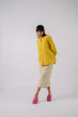 Yellow Drawstrings Shirt With Floral Pants