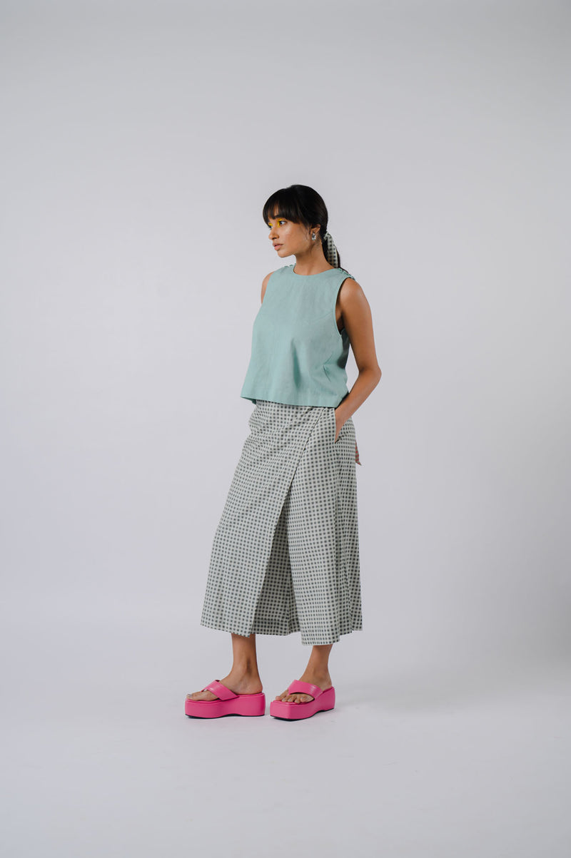 Sea Green Checkered Surface Co-Ord Set