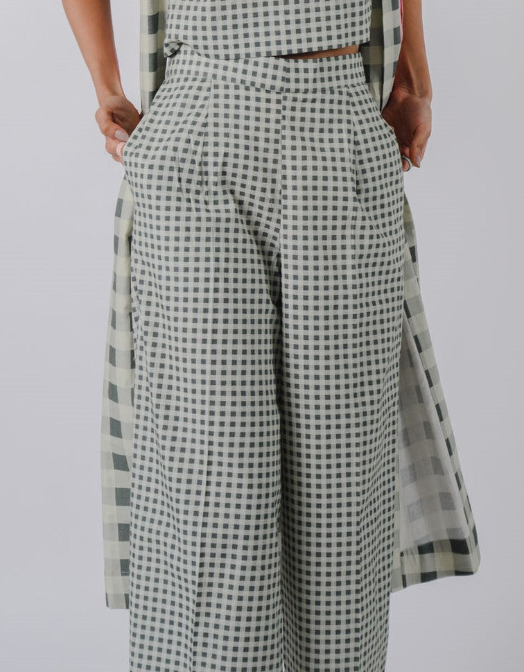 Black And White Checkered Flared Pants