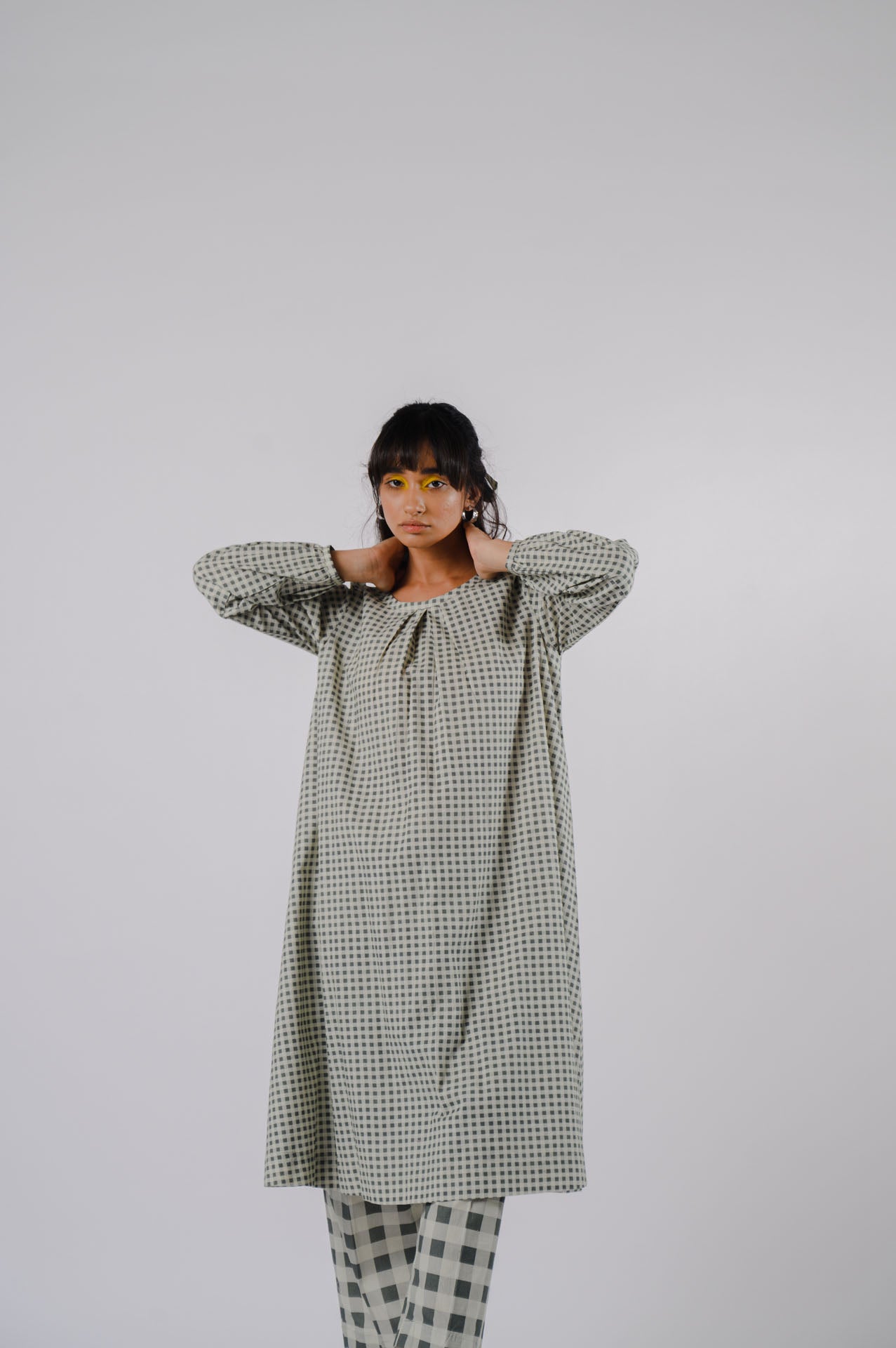 Black And White Small Checkered Kurta