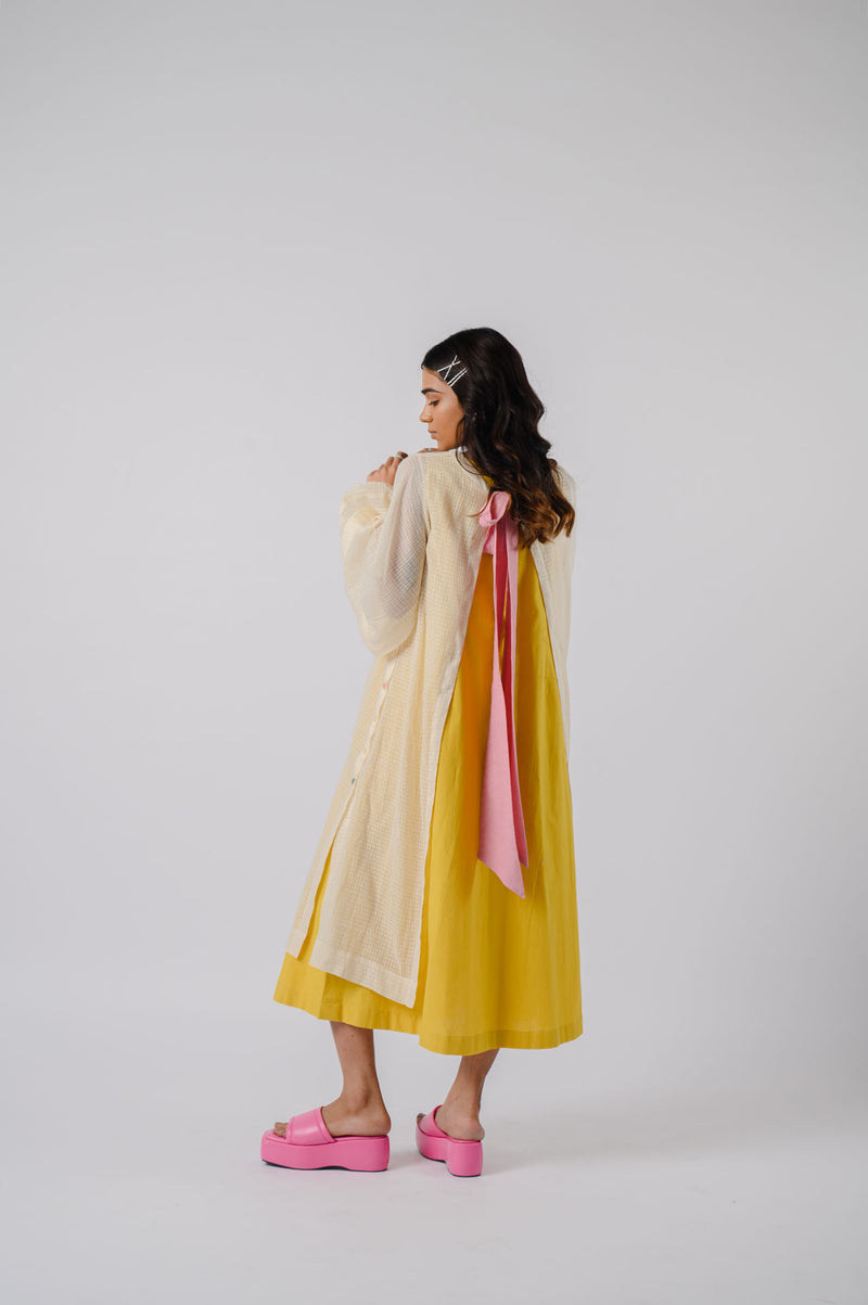 Off white and lemon yellow Frock - Small Wonder Dresses