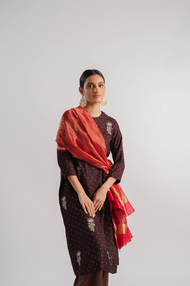 Red Chanderi Dupatta